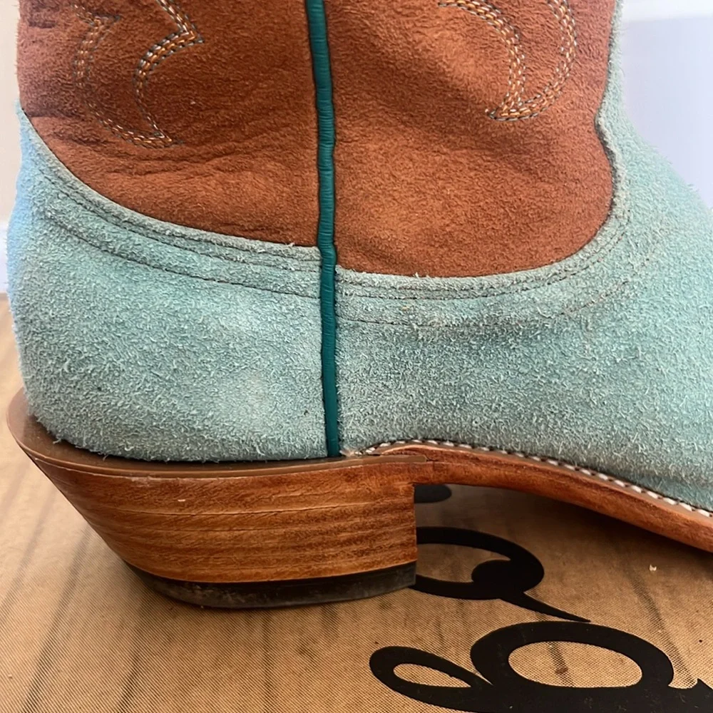 Fenoglio Tiffany Blue & Cognac Full Hide Boots 8.5 - Picture 10 of 10